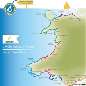 Route of the 1400Km Wales Coastal Path 