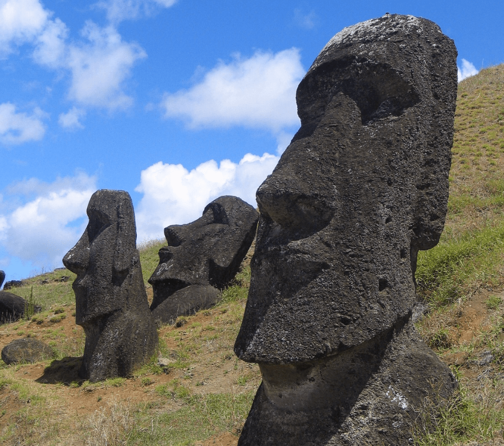 Moai - buried, but that one looks a bit toppled